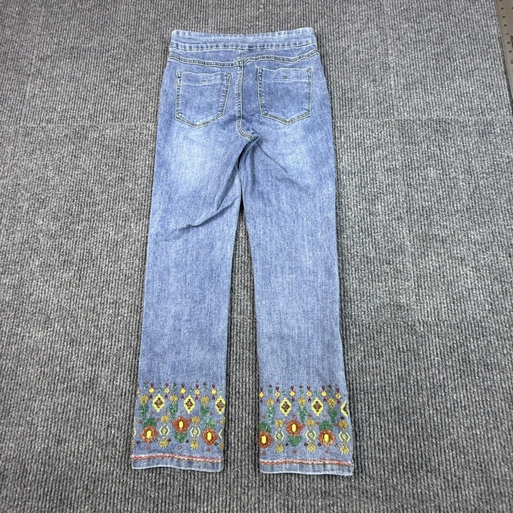 Tribal Jeans Womens Size 4 Medium Wash Beaded Embroidered Pull On Denim 5462A - Picture 2 of 14